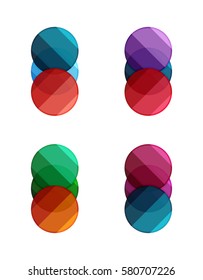 Banderas de círculo vectorial. Ilustración de una plantilla geométrica abstracta para infografías de opciones, diagrama de negocio o presentación, sitio web gráfico, infografía de navegación