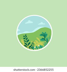 vector circle with beautiful natural views