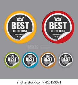Vector : Circle Best Of The Best 100% Guarantee - Product Label, Campaign Promotion Infographics Flat Icon, Peeling Sticker, Sign