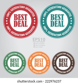 Vector : Circle Best Deal 100% Satisfaction Guarantee Icon, Label or Sticker