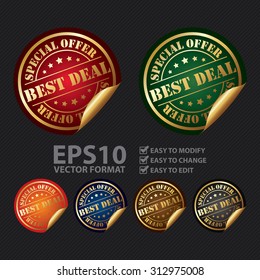 Vector : Circle Best Deal Special Offer Infographics Peeling Sticker, Label, Icon, Sign or Badge