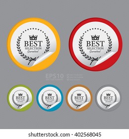 Vector : Circle Best Selection Guaranteed Product Label, Campaign Promotion Infographics Flat Icon, Peeling Sticker, Sign