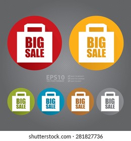 Vector : Circle Big Sale Long Shadow Style Icon, Label, Sticker, Sign or Banner