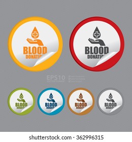 Vector : Circle Blood Donation, Infographics Flat Icon, Peeling Sticker, Sign