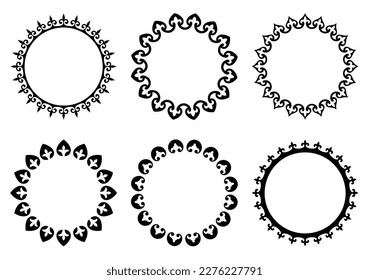 Vector circle borders and frames. Set of Kazakh national ornaments. Ornamental frames for your design.