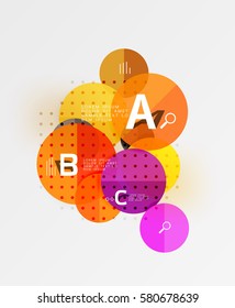 Vector circle bubbles modern geometric background with option letter design. Vector template background for workflow layout, diagram, number options or web design