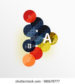 Vector circle bubbles modern geometric background with option letter design. Vector template background for workflow layout, diagram, number options or web design