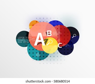 Vector circle bubbles modern geometric background with option letter design. Vector template background for workflow layout, diagram, number options or web design