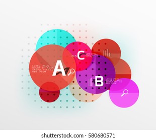 Vector circle bubbles modern geometric background with option letter design. Vector template background for workflow layout, diagram, number options or web design