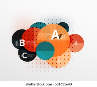 Vector circle bubbles modern geometric background with option letter design. Vector template background for workflow layout, diagram, number options or web design