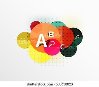 Vector circle bubbles modern geometric background with option letter design. Vector template background for workflow layout, diagram, number options or web design