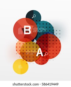 Vector circle bubbles modern geometric background with option letter design. Vector template background for workflow layout, diagram, number options or web design