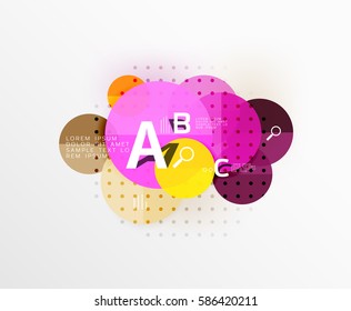 Vector circle bubbles modern geometric background with option letter design. Vector template background for workflow layout, diagram, number options or web design