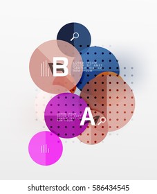 Vector circle bubbles modern geometric background with option letter design. Vector template background for workflow layout, diagram, number options or web design