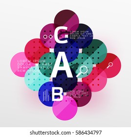 Vector circle bubbles modern geometric background with option letter design. Vector template background for workflow layout, diagram, number options or web design