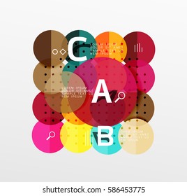 Vector circle bubbles modern geometric background with option letter design. Vector template background for workflow layout, diagram, number options or web design