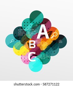 Vector circle bubbles modern geometric background with option letter design. Vector template background for workflow layout, diagram, number options or web design