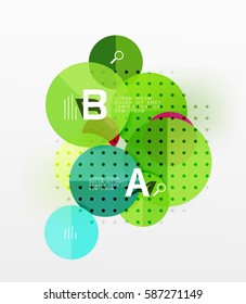 Vector circle bubbles modern geometric background with option letter design. Vector template background for workflow layout, diagram, number options or web design
