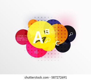 Vector circle bubbles modern geometric background with option letter design. Vector template background for workflow layout, diagram, number options or web design