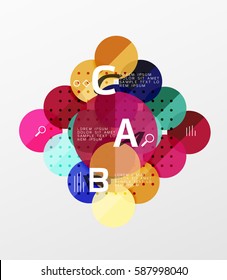 Vector circle bubbles modern geometric background with option letter design. Vector template background for workflow layout, diagram, number options or web design
