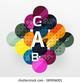 Vector circle bubbles modern geometric background with option letter design. Vector template background for workflow layout, diagram, number options or web design