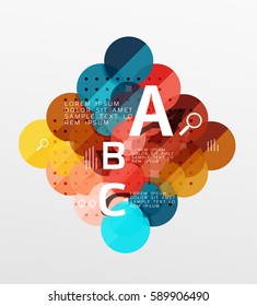Vector circle bubbles modern geometric background with option letter design. Vector template background for workflow layout, diagram, number options or web design