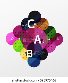 Vector circle bubbles modern geometric background with option letter design. Vector template background for workflow layout, diagram, number options or web design