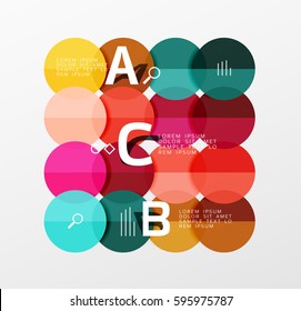 Vector circle bubbles modern geometric background with option letter design. Vector template background for workflow layout, diagram, number options or web design
