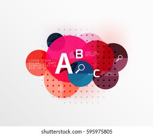 Vector circle bubbles modern geometric background with option letter design. Vector template background for workflow layout, diagram, number options or web design
