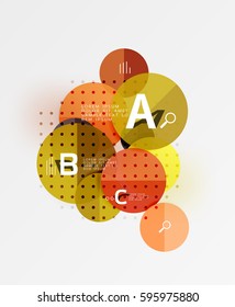 Vector circle bubbles modern geometric background with option letter design. Vector template background for workflow layout, diagram, number options or web design
