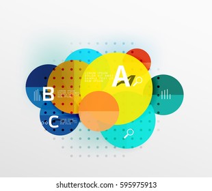 Vector circle bubbles modern geometric background with option letter design. Vector template background for workflow layout, diagram, number options or web design