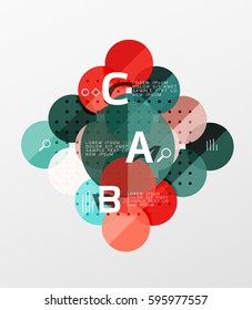 Vector circle bubbles modern geometric background with option letter design. Vector template background for workflow layout, diagram, number options or web design
