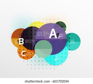 Vector circle bubbles modern geometric background with option letter design. Vector template background for workflow layout, diagram, number options or web design