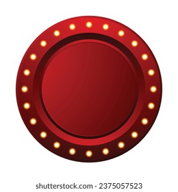 Vector circle bulb frame 3d lighting arrow for signs circus theater cinema cafe boards casino advertising.