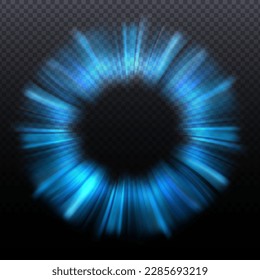 Vector Circle Burst with Shiny Light. Abstract Glowing Energy Rays Effect on Dark Background