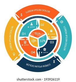 Vector circle business concept with icons can be used for infographics