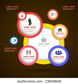 Vector circle  for business concepts with  icons / can use for info-graphic / loop business report or plan / modern template / education template / business brochure /  system diagram