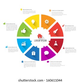 Vector circle business concepts with icons long shadows / can use for infographic /loop business report or plan / modern template / education template / business brochure / system diagram 