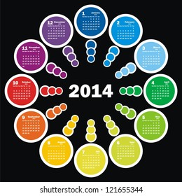 Vetor - Calendário Círculo 2014