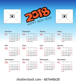 Vector circle calendar 2018. Week starts from Sunday