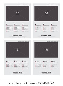 Vector circle calendar 2018. Week starts from Sunday