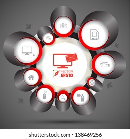Vector circle center for business concepts with  icons / can use for info-graphic / loop business report or plan / modern template / education template / business brochure /  system diagram