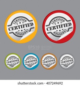 Vector : Circle Certified Product Label, Campaign Promotion Infographics Flat Icon, Peeling Sticker, Sign
