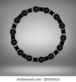 Vector Circle Chain Frame on Grey Light Background