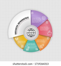 Plantilla de infografía de negocio del gráfico circular de vectores con 5 pasos.