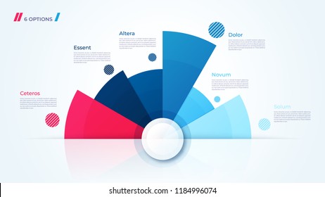 Vector circle chart design, modern template for creating infographics, presentations, reports, visualizations. Global swatches.