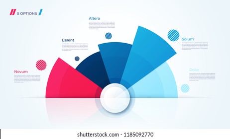 Vector circle chart design, modern template for creating infographics, presentations, reports, visualizations. Global swatches.
