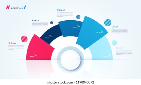 Vector circle chart design, modern template for creating infographics, presentations, reports, visualizations.