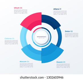 Vector circle chart design, modern template for creating infographics, presentations, reports, visualizations.