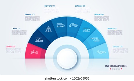 Vector circle chart design, modern template for creating infographics, presentations, reports, visualizations.